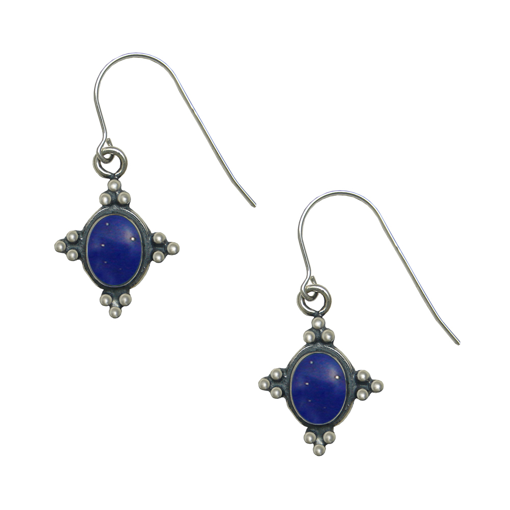 Sterling Silver Small Lapis Lazuli Gemstone Drop Dangle Earrings